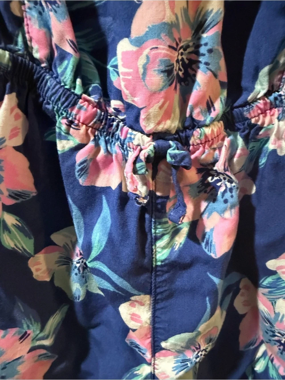 OshKosh B'gosh Navy Floral Romper with Pink & Teal Flowers